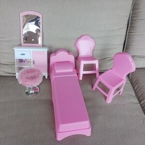 *3/$15 sale* Lot doll furniture bed chairs vanity stool pink barbie bratz